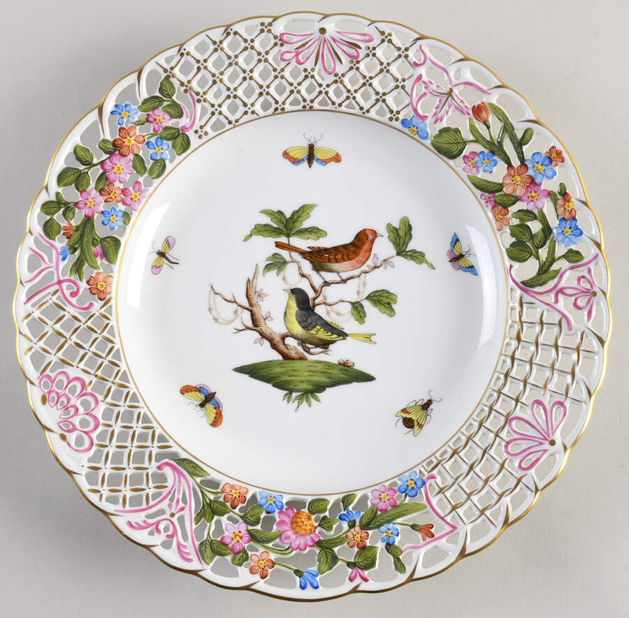 Rothschild Bird (RO) 9" Pierced Plate by Herend-1