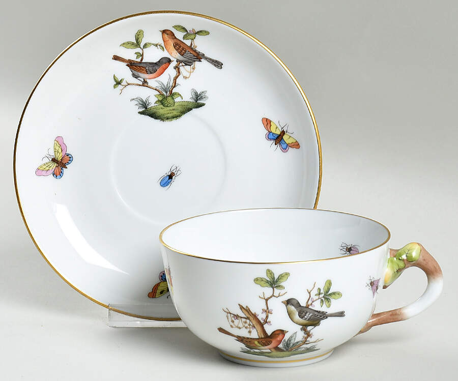 Rothschild Bird (RO) Oversized Cup & Saucer Set by Herend-1