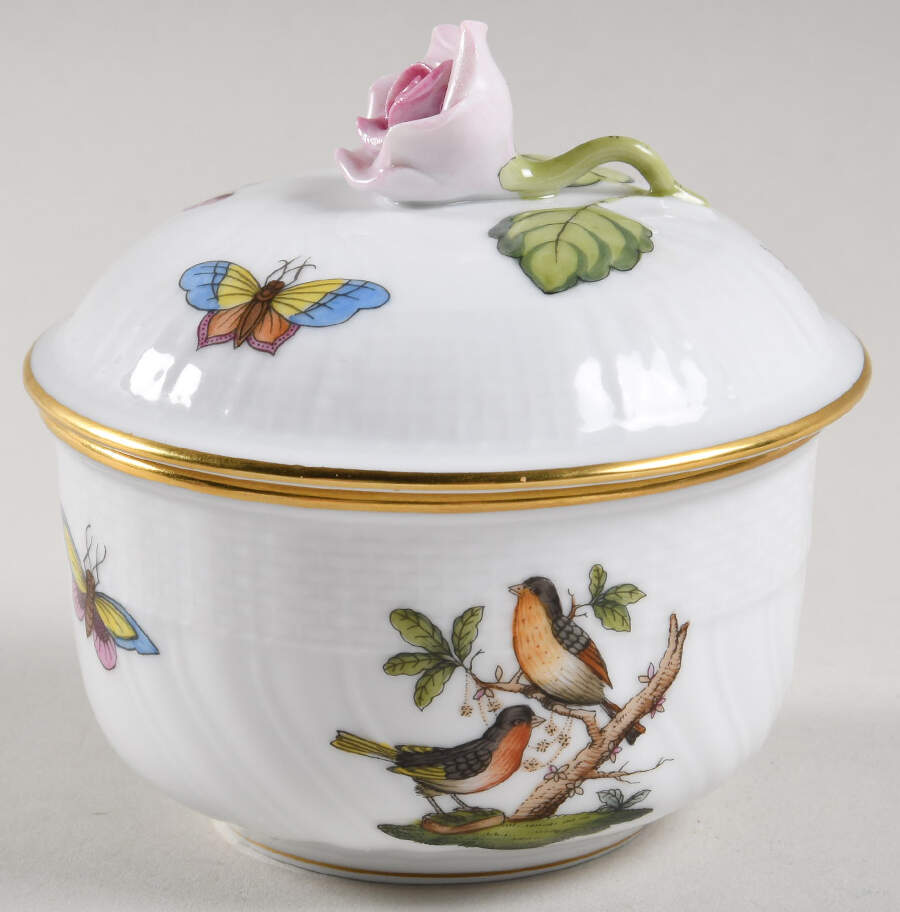 Rothschild Bird (RO) Sugar Bowl & Lid by Herend-1