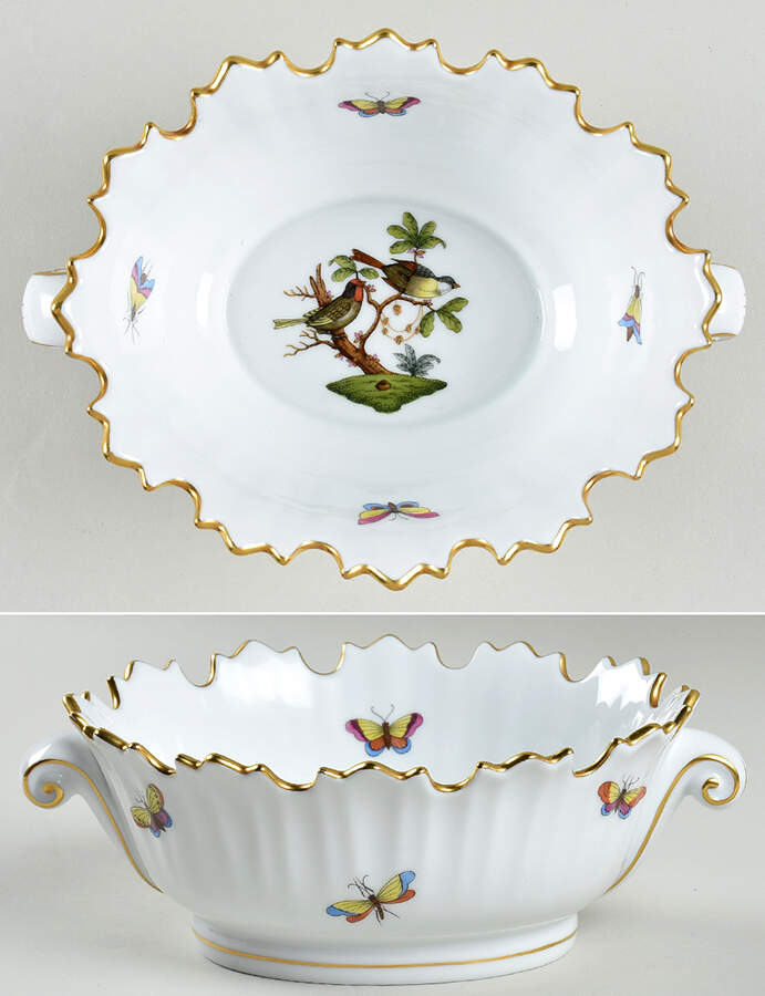 Rothschild Bird (RO) Oval Open Candy Dish by Herend-1