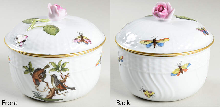 Rothschild Bird (RO) Sugar Bowl & Lid by Herend-1