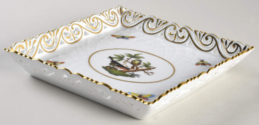 Rothschild Bird (RO) 6" Square Tray by Herend-1