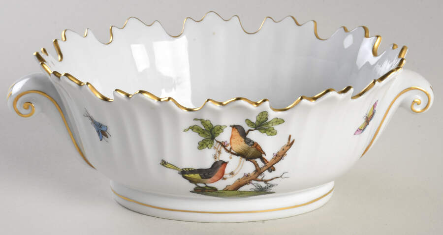 Rothschild Bird (RO) Oval Open Candy Dish by Herend-1