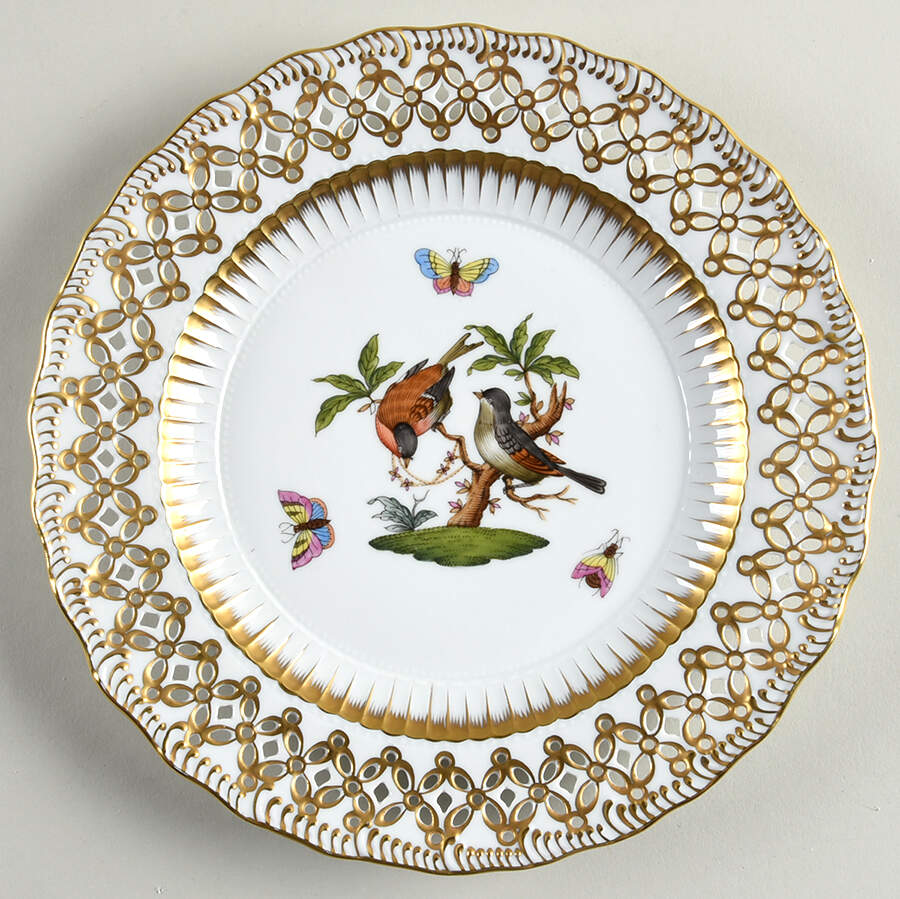 Rothschild Bird (RO) 8" Pierced Plate by Herend-1