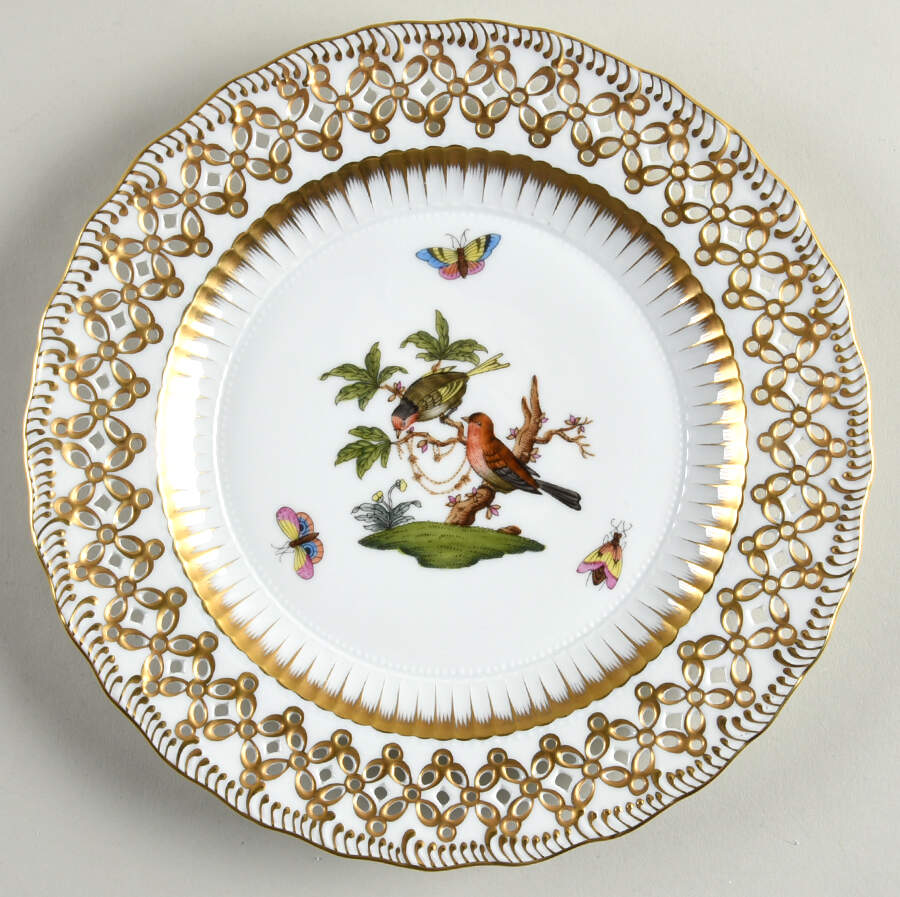Rothschild Bird (RO) 8" Pierced Plate by Herend-1
