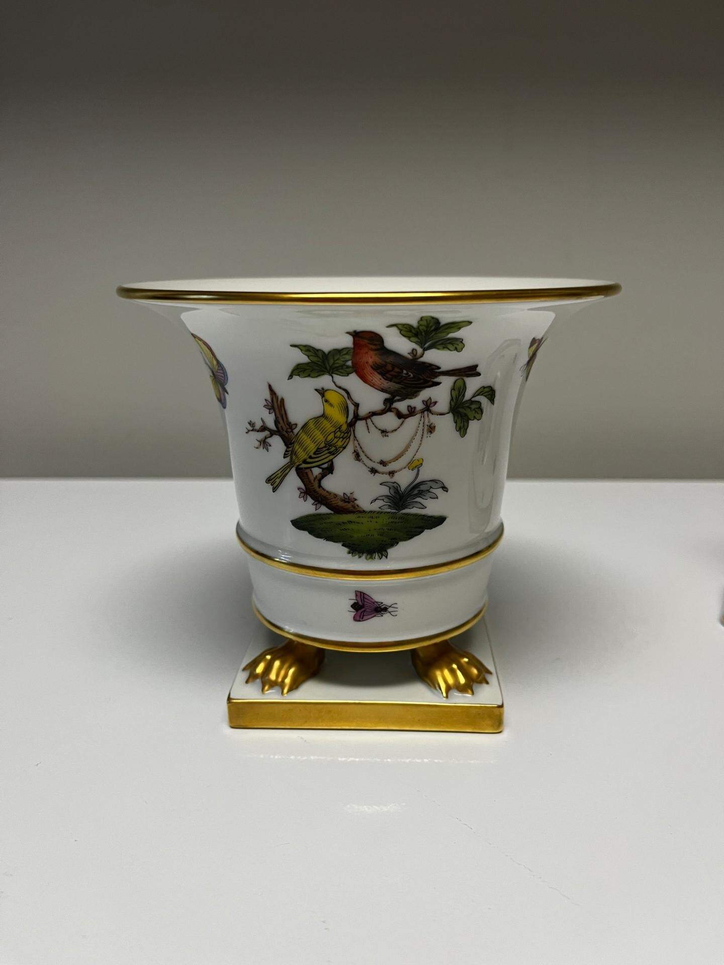 Rothschild Bird (RO) 5" Claw Footed Urn Vase by Herend-1