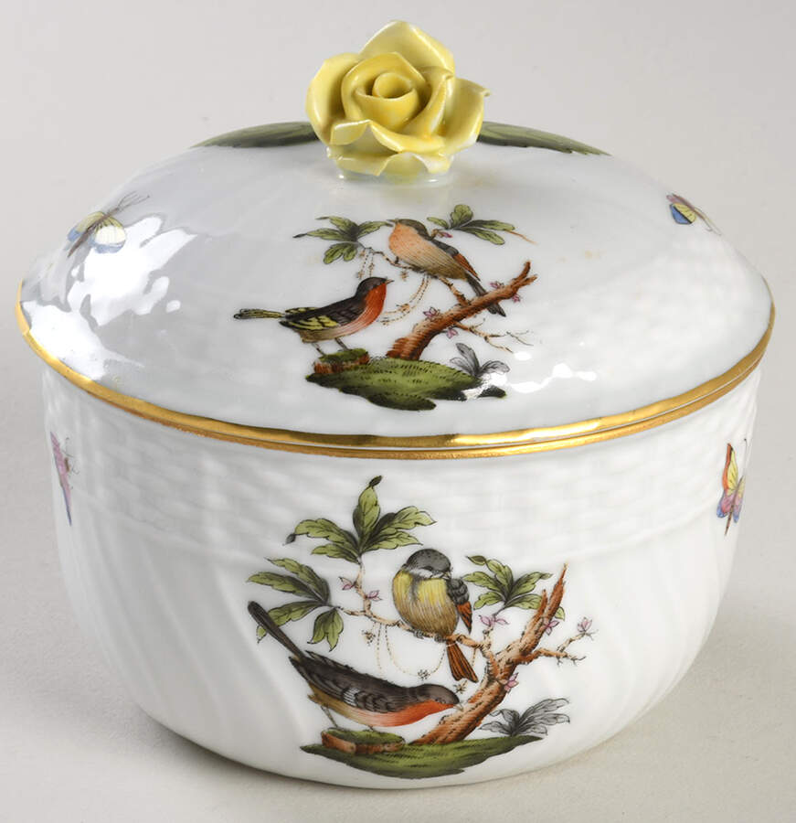 Rothschild Bird (RO) Sugar Bowl & Lid by Herend-1