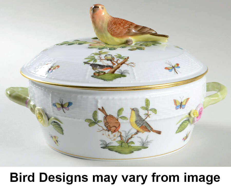 Rothschild Bird (RO) Medium Round Covered Vegetable by Herend-1
