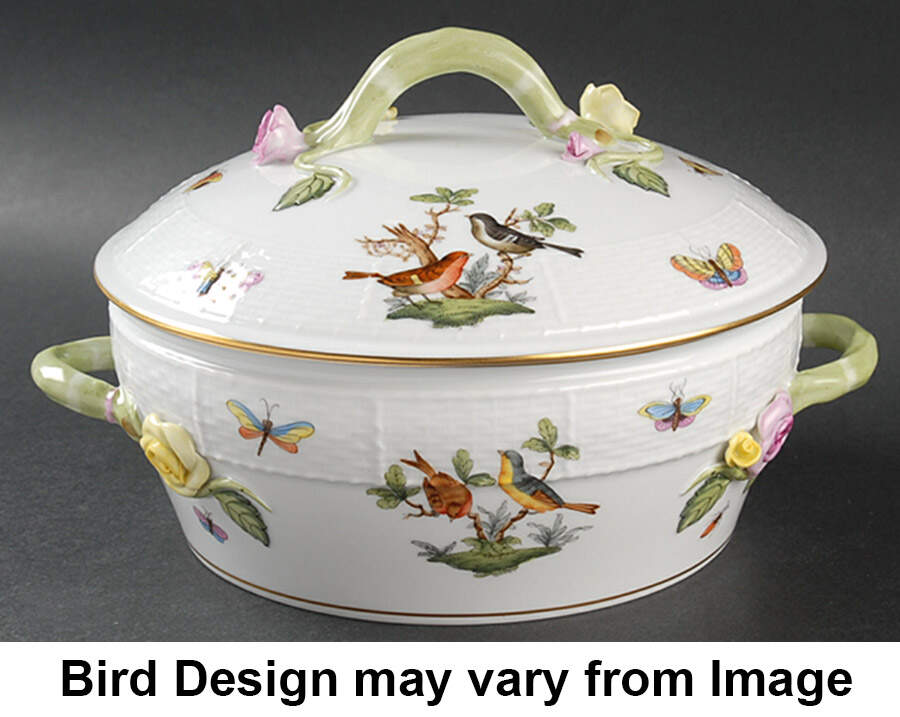 Rothschild Bird (RO) Medium Round Covered Vegetable by Herend-1