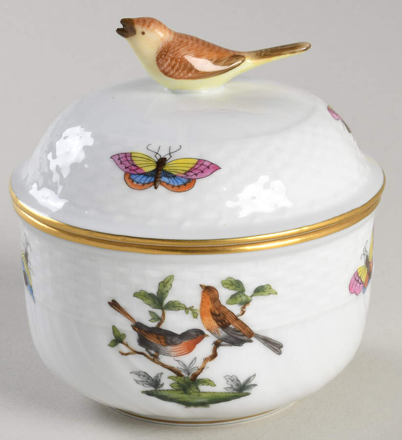 Rothschild Bird (RO) Mini Sugar Bowl & Lid by Herend-1