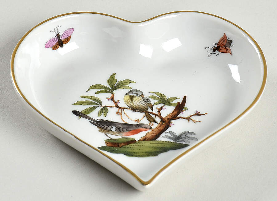 Rothschild Bird (RO) Heart Shaped Tray by Herend-1
