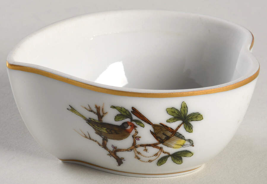 Rothschild Bird (RO) 3" Heart Shaped Box No Lid by Herend-1