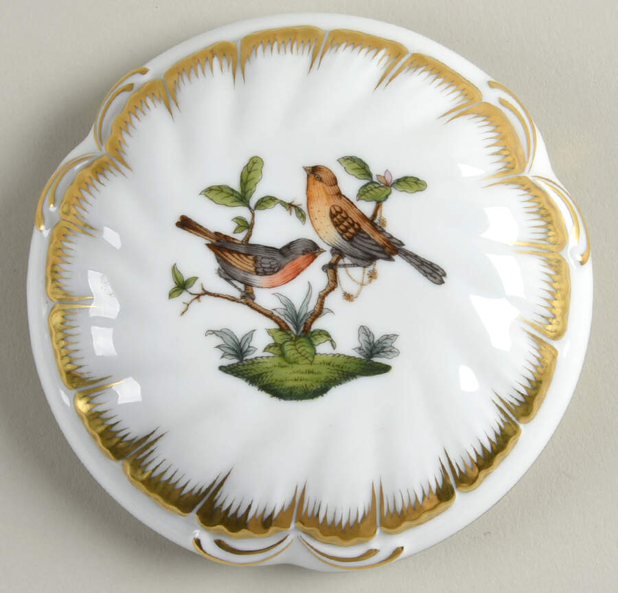 Rothschild Bird (RO) Lid for 5" Embossed Bon Bon by Herend-1