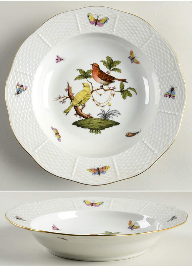 Rothschild Bird (RO) Large Rim Soup Bowl by Herend-1