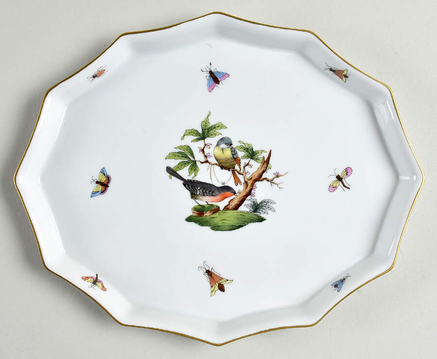 Rothschild Bird (RO) 9" Scalloped Tray by Herend-1