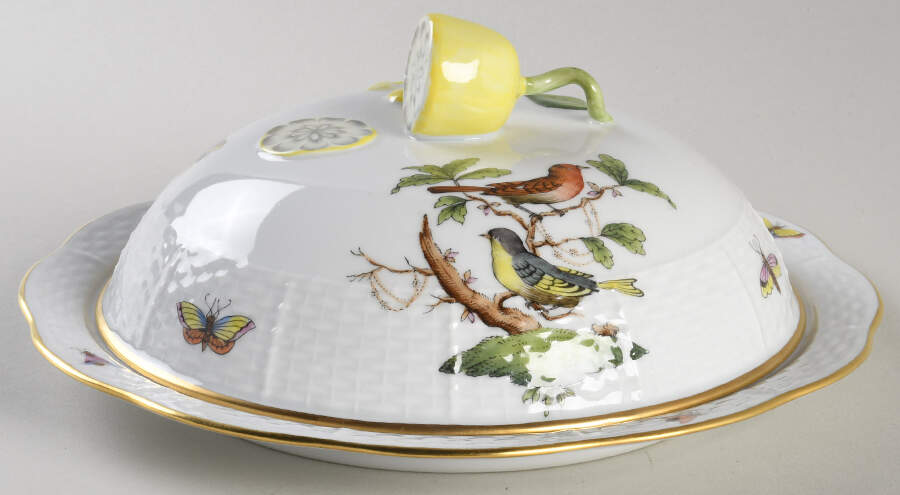 Rothschild Bird (RO) Muffin Dish & Lid by Herend-1