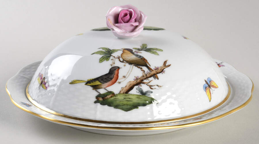 Rothschild Bird (RO) Muffin Dish & Lid by Herend-1