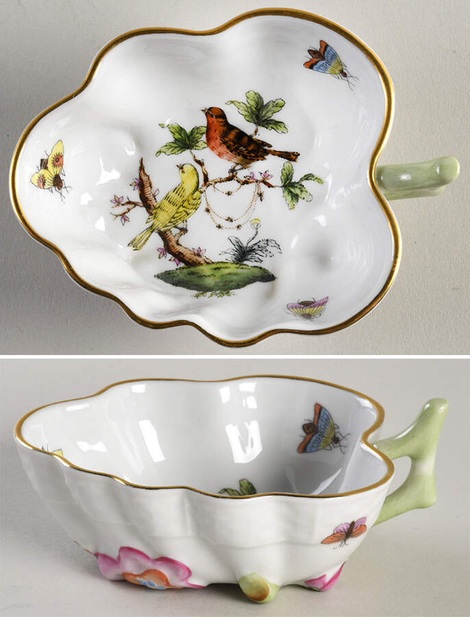 Rothschild Bird (RO) 4" Leaf Dish by Herend-1