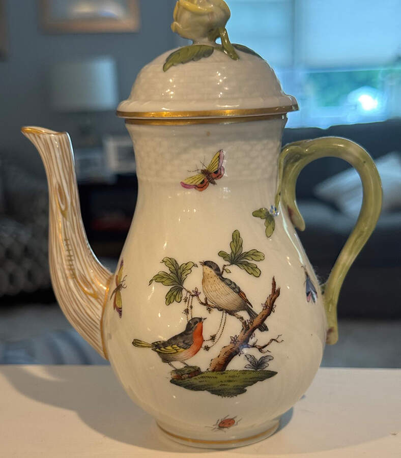 Rothschild Bird (RO) Individual Coffee Pot & Lid by Herend-1