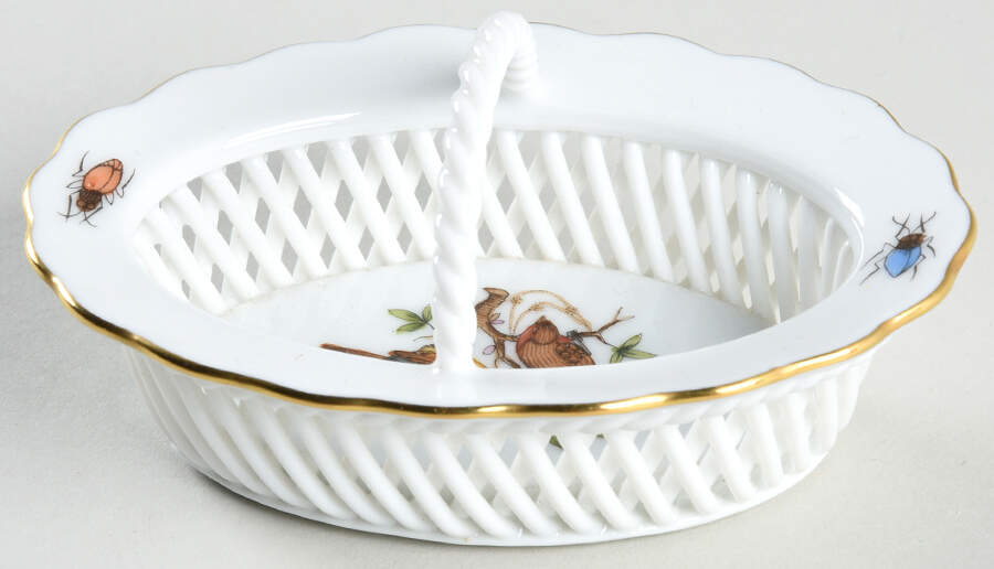Rothschild Bird (RO) 3" Small Open Weave Basket by Herend-1