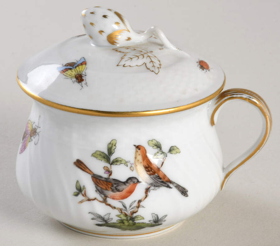 Rothschild Bird (RO) Pot de Creme (2 Pc)-Lid & Base by Herend-1