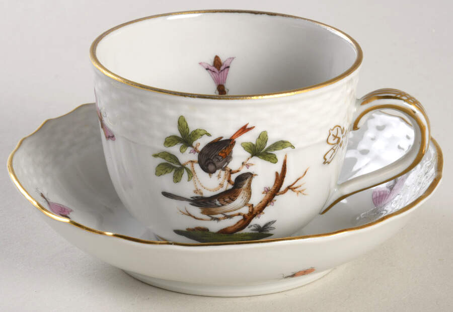 Rothschild Bird (RO) Flat Demitasse Cup & Saucer Set by Herend-1