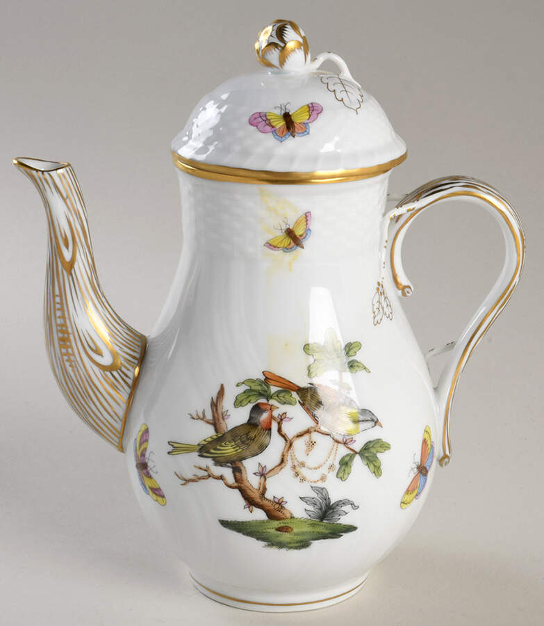 Rothschild Bird (RO) Mini Coffee Pot & Lid by Herend-1