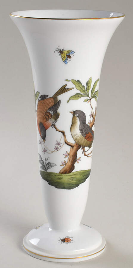 Rothschild Bird (RO) 8" Flared Vase by Herend-1