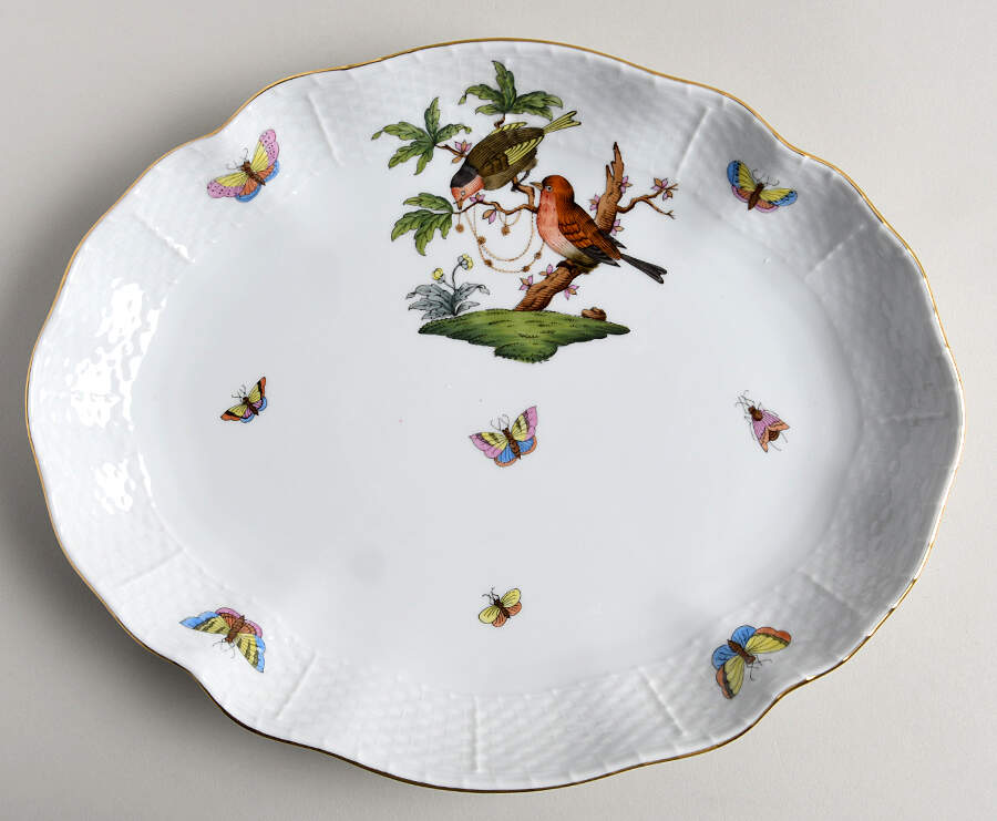 Rothschild Bird (RO) 10" Oval Dish by Herend-1