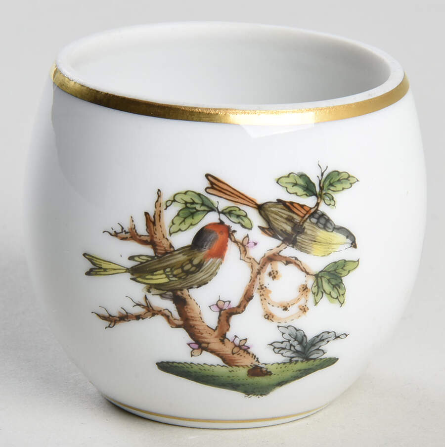 Rothschild Bird (RO) Standing Egg Shape Box No Lid by Herend-1