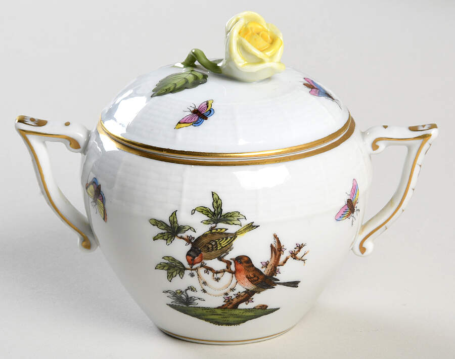 Rothschild Bird (RO) Mini Sugar Bowl & Lid by Herend-1