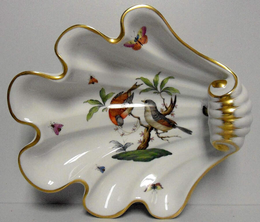 Rothschild Bird (RO) 9" Shell Shaped Dish by Herend-1