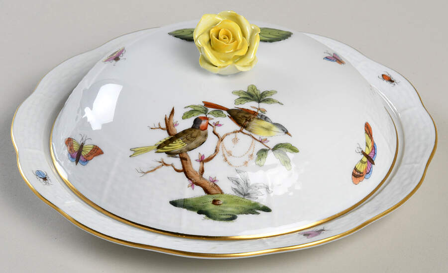 Rothschild Bird (RO) Muffin Dish & Lid by Herend-1
