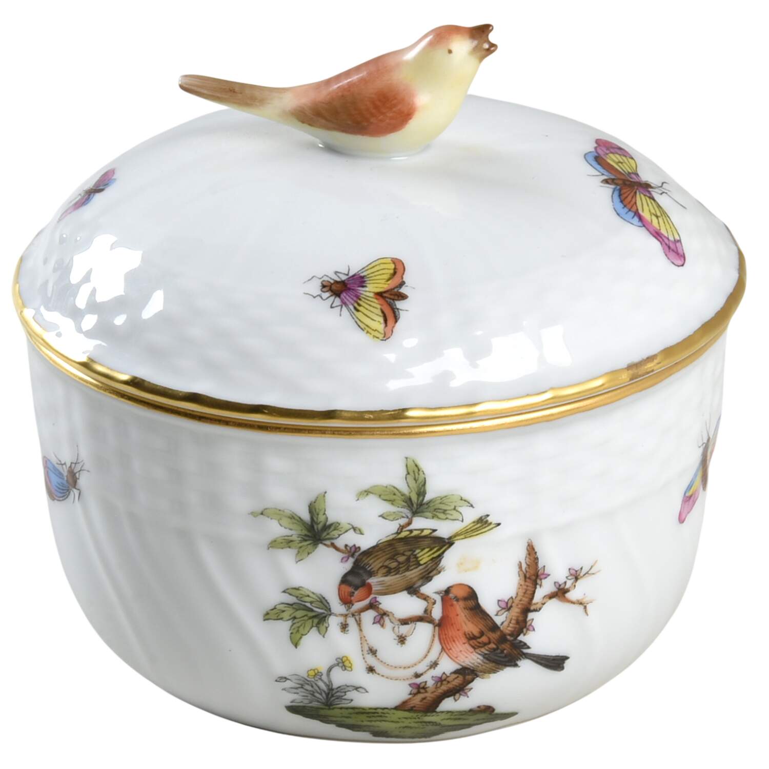Rothschild Bird (RO) Sugar Bowl & Lid by Herend-1