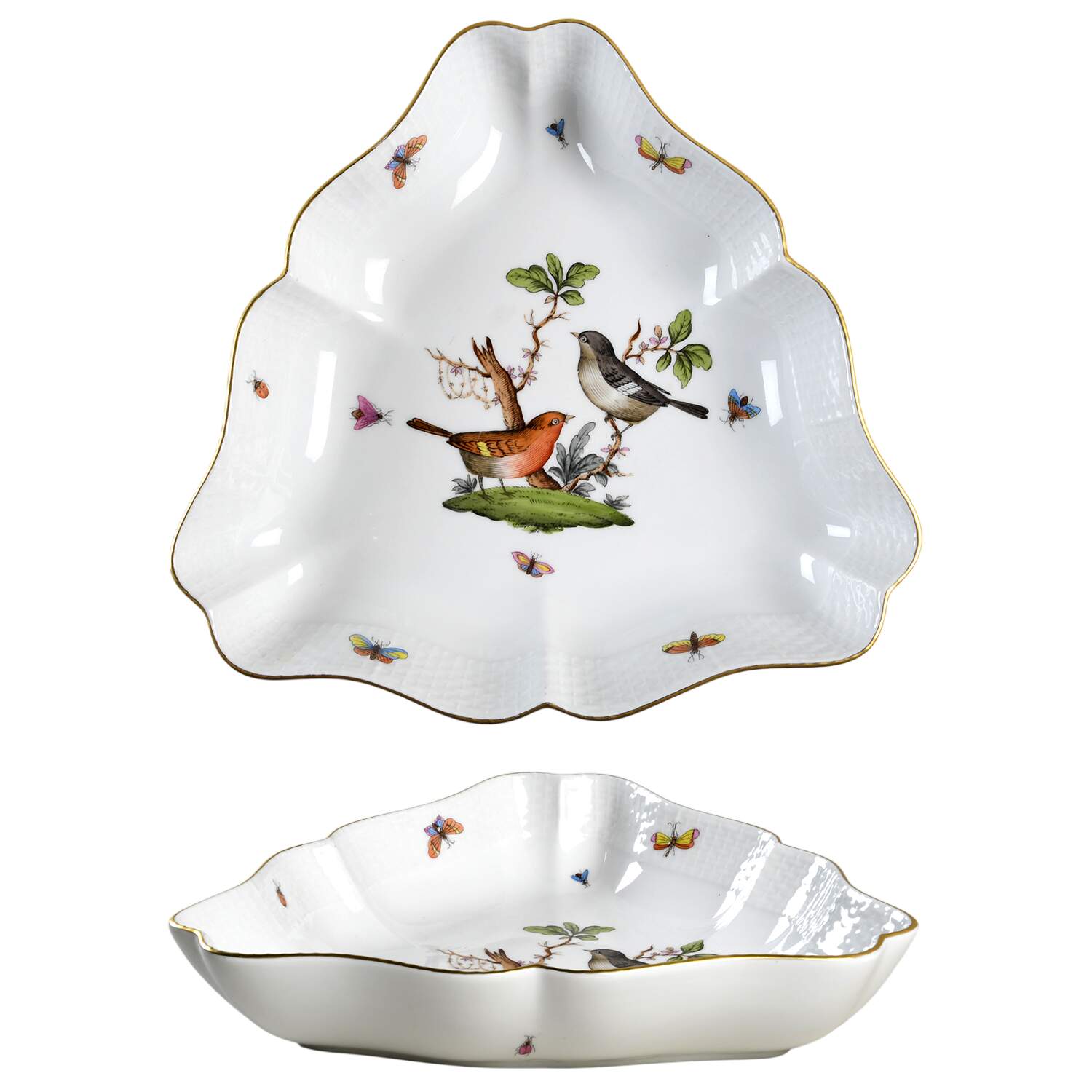 Rothschild Bird (RO) 10" Triangular Vegetable Bowl by Herend-1