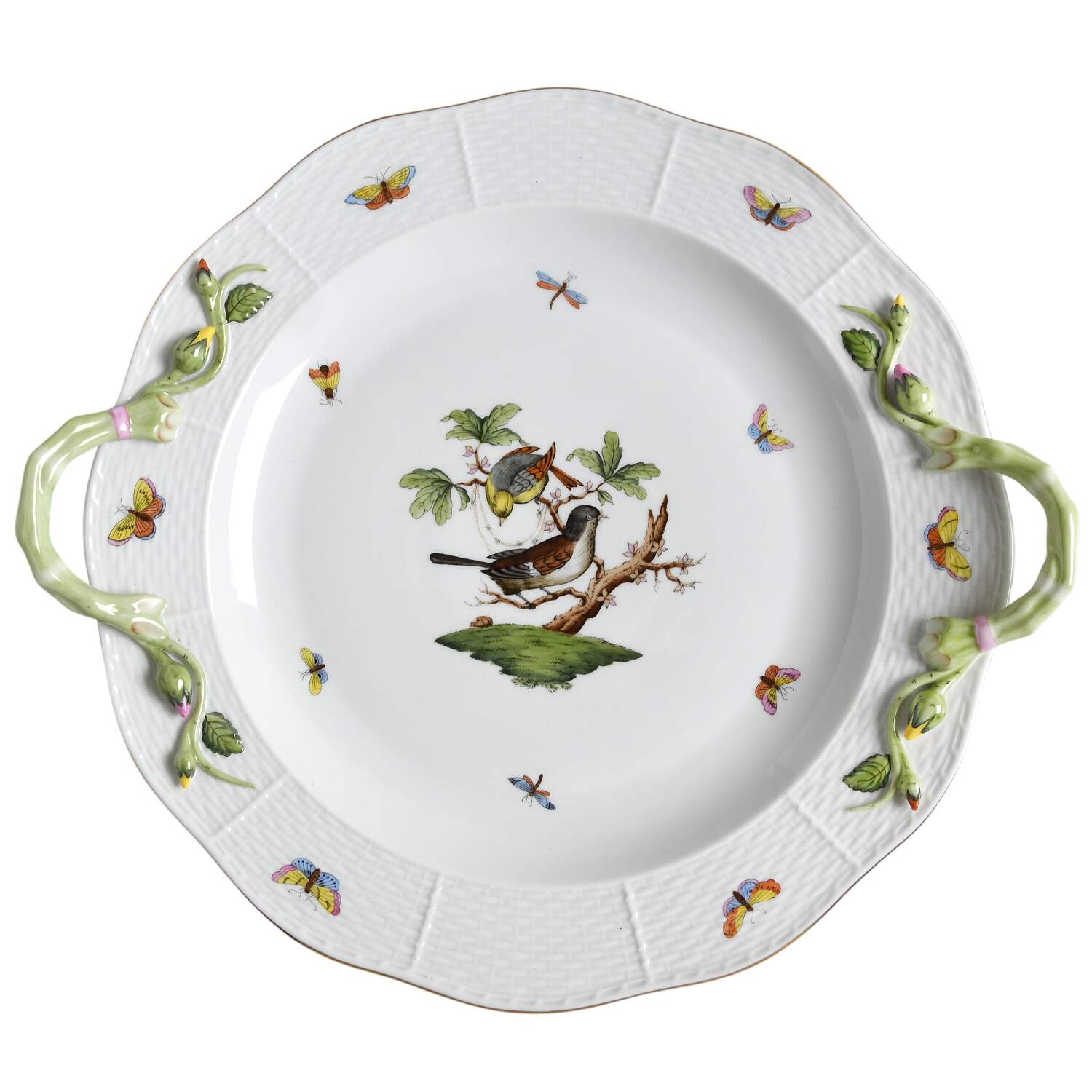 Rothschild Bird (RO) 15" Handled Chop Plate (Round Platter) by Herend-1