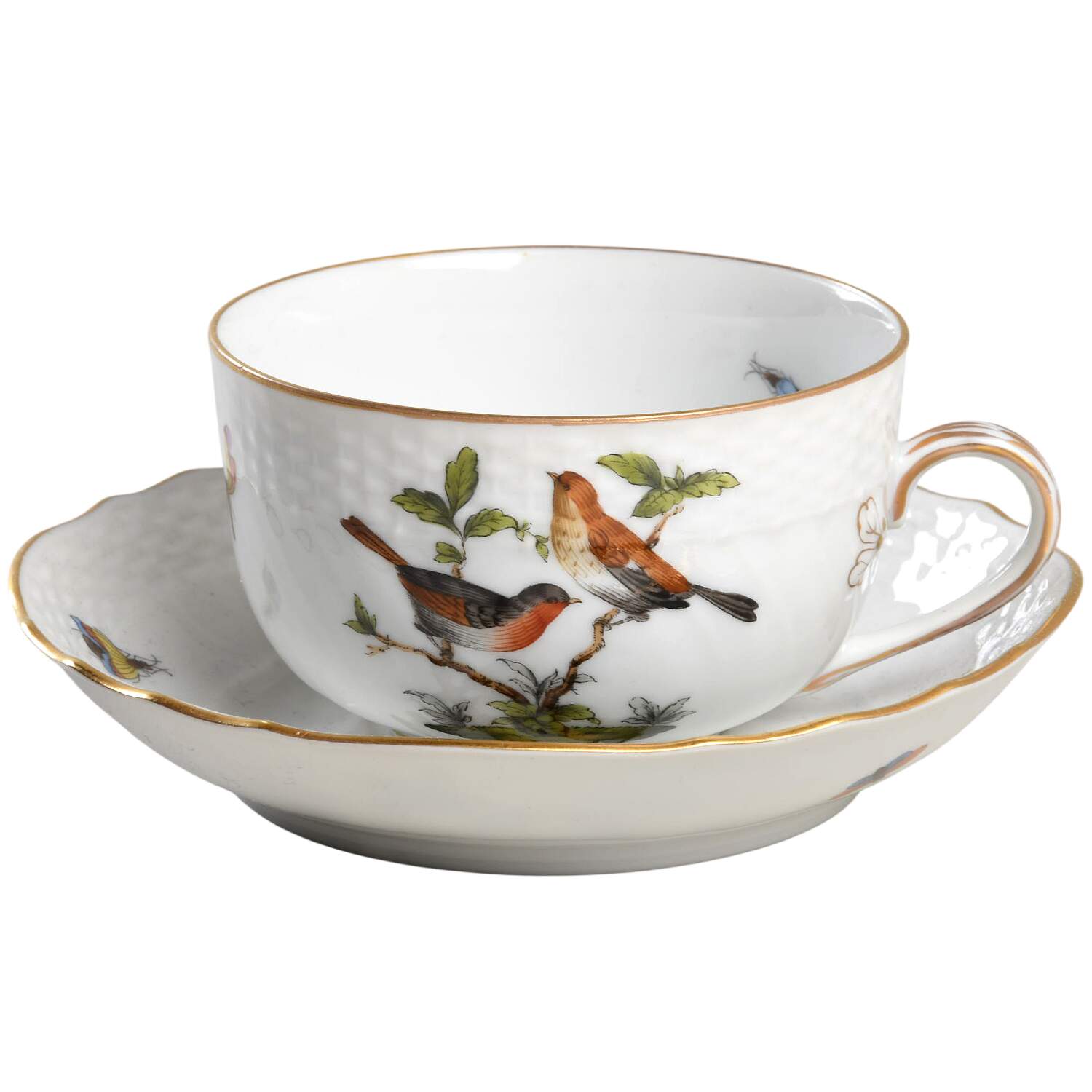 Rothschild Bird (RO) Flat Cup & Saucer Set by Herend-1