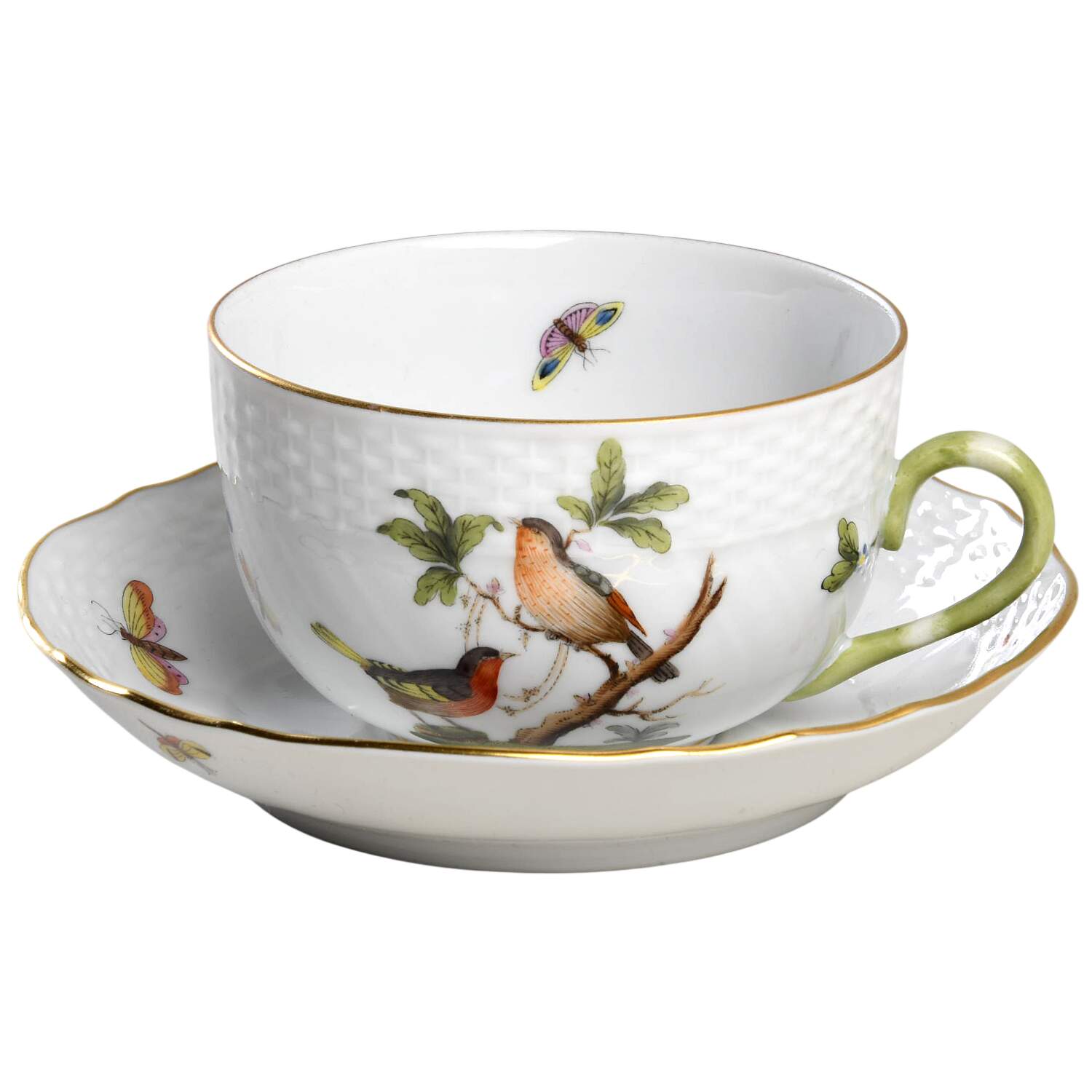 Rothschild Bird (RO) Flat Cup & Saucer Set by Herend-1