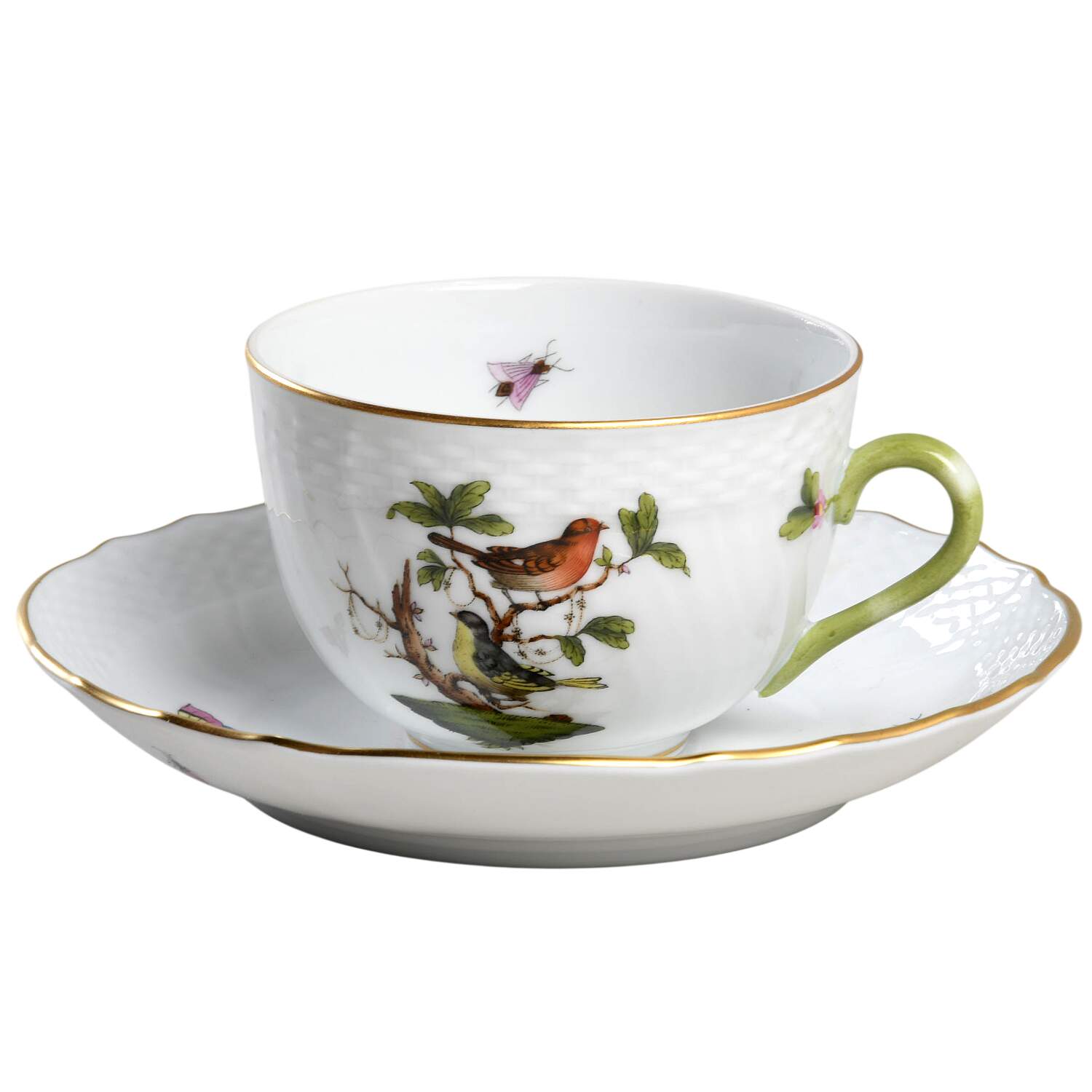 Rothschild Bird (RO) Flat Cup & Saucer Set by Herend-1