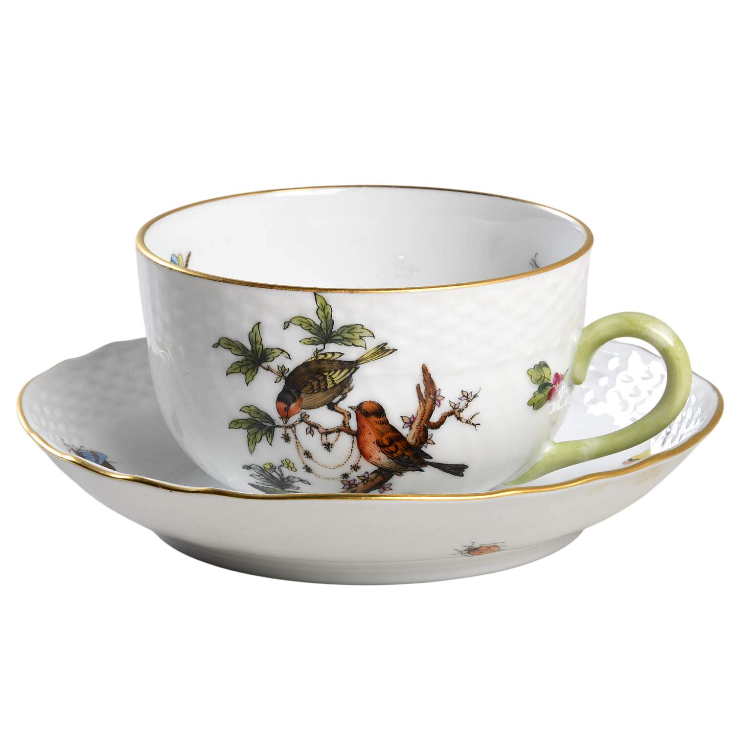 Rothschild Bird (RO) Flat Cup & Saucer Set by Herend-1