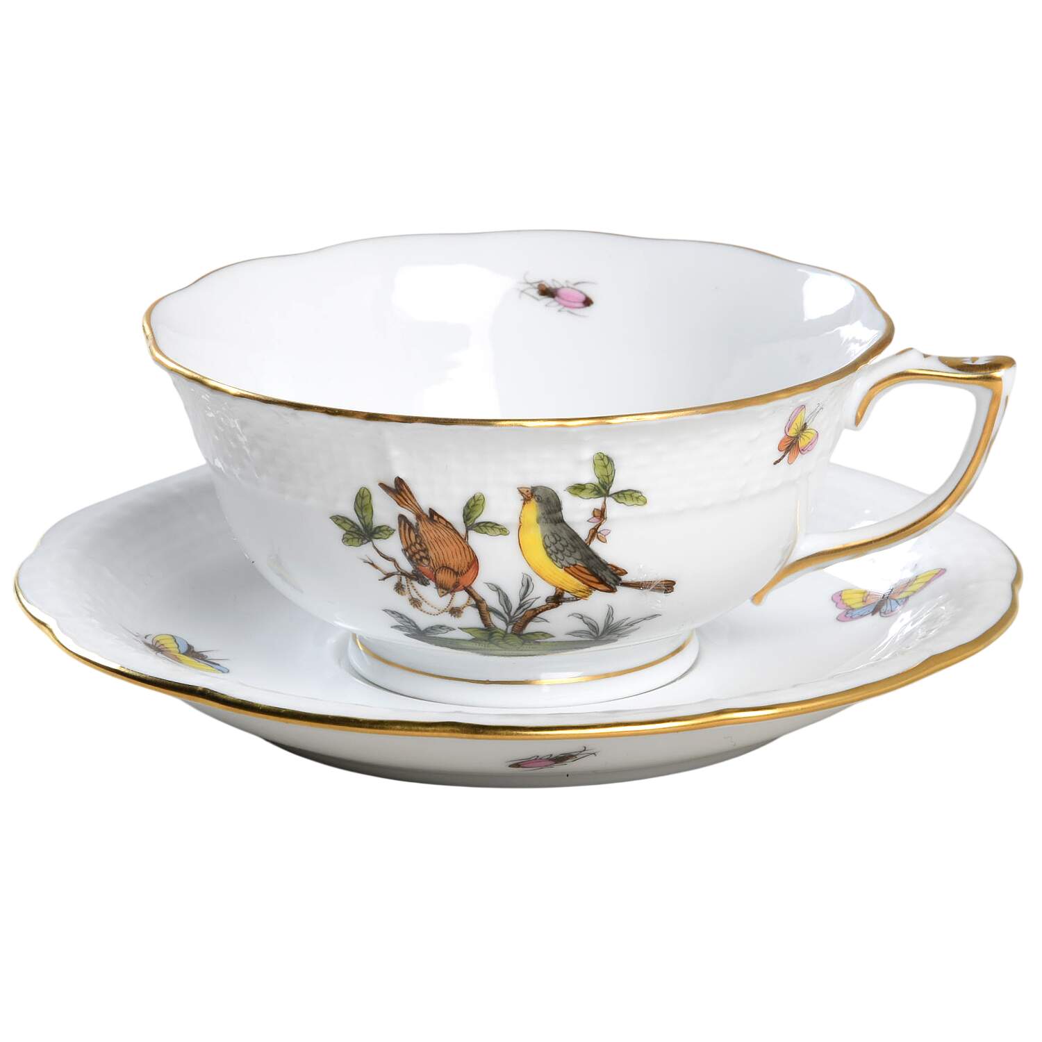 Rothschild Bird (RO) Footed Cup & Saucer Set by Herend-1