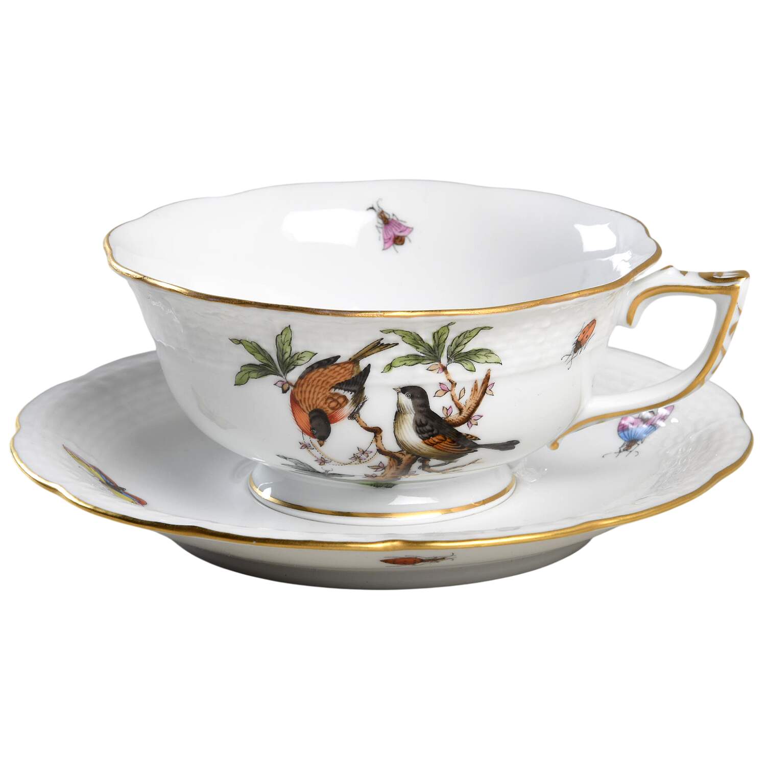 Rothschild Bird (RO) Footed Cup & Saucer Set by Herend-1