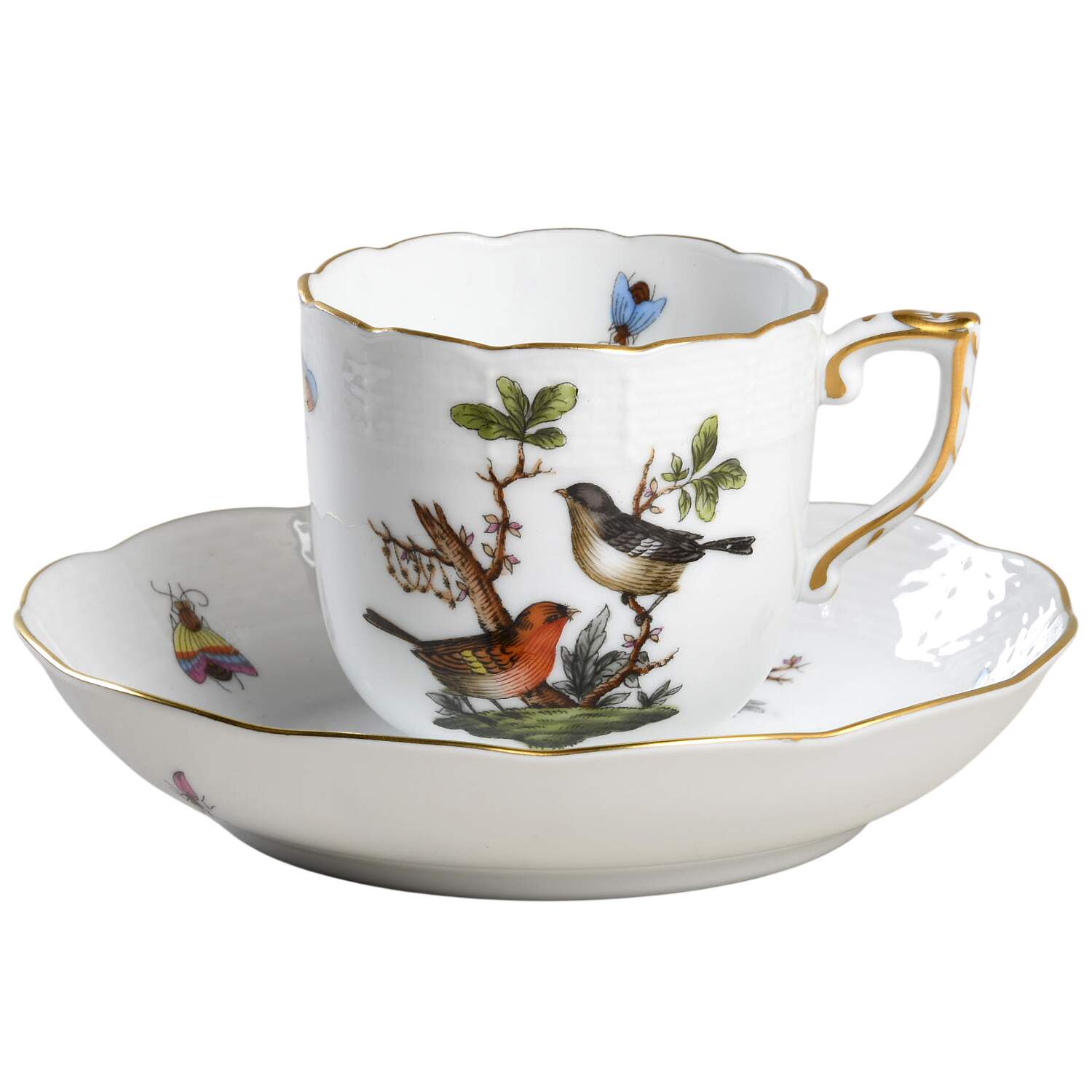 Rothschild Bird (RO) Chocolate Cup & Saucer Set by Herend-1
