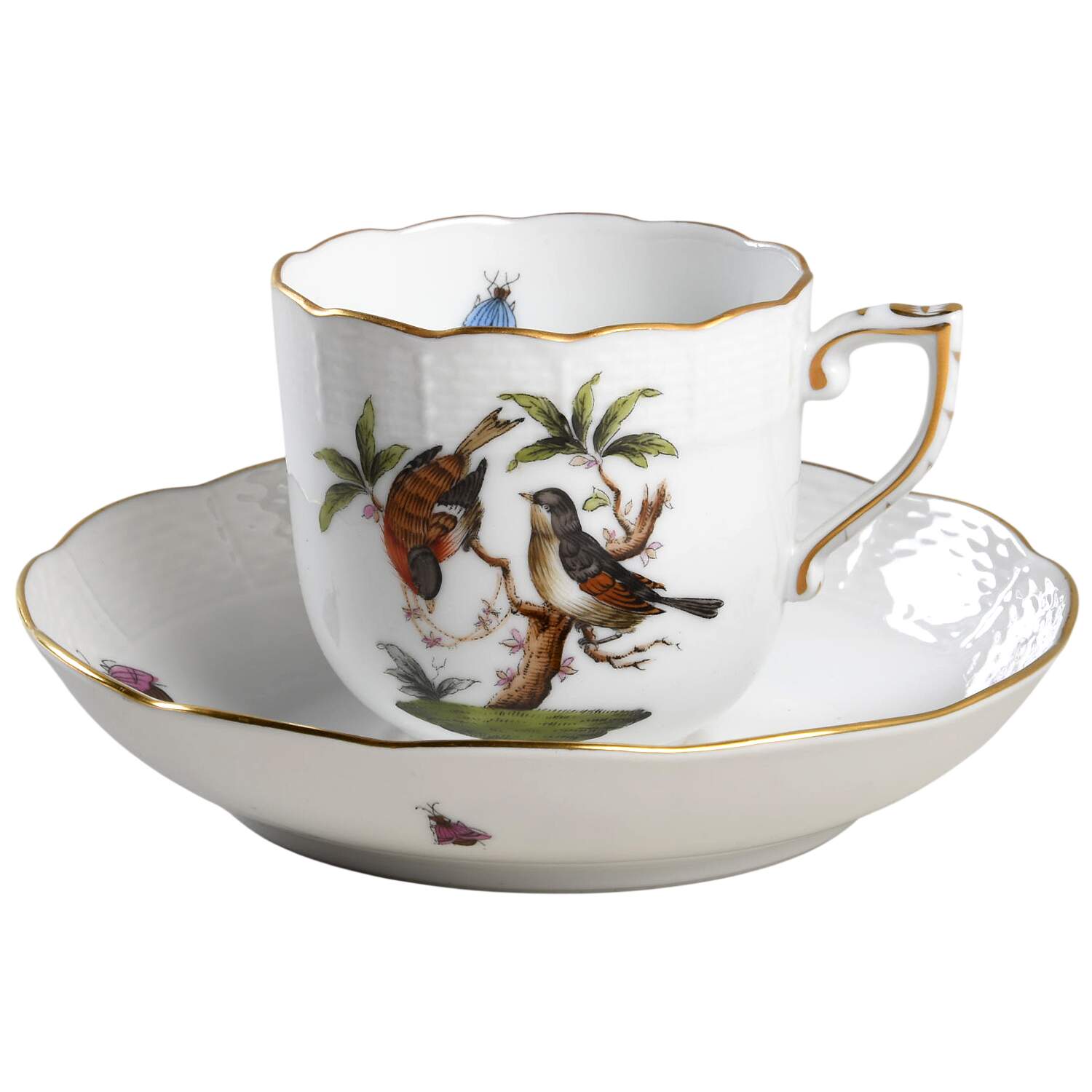 Rothschild Bird (RO) Chocolate Cup & Saucer Set by Herend-1