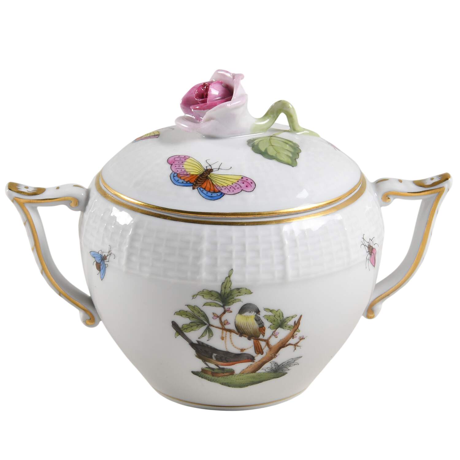 Rothschild Bird (RO) Sugar Bowl & Lid by Herend-1