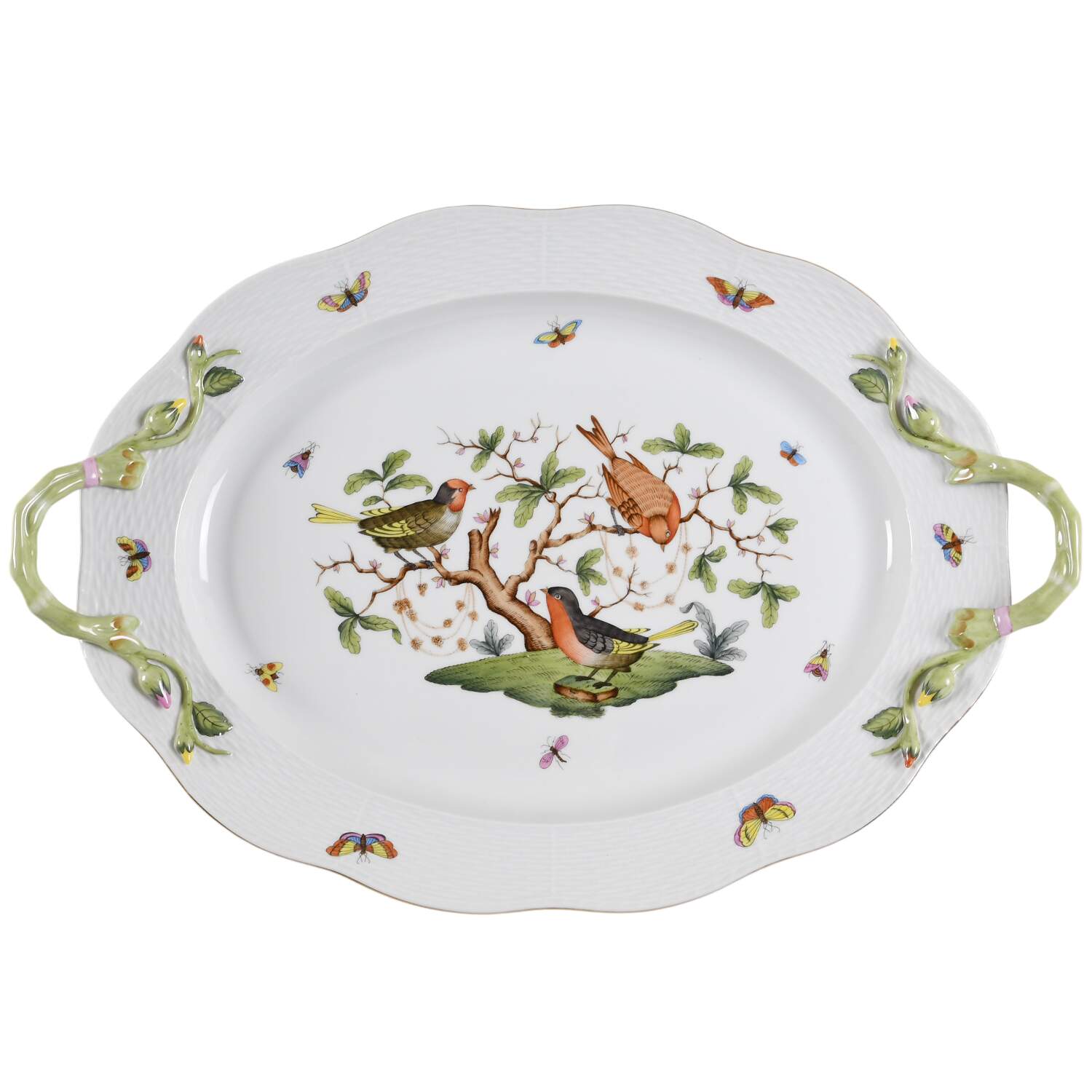 Rothschild Bird (RO) 18" Oval Handled Platter by Herend-1