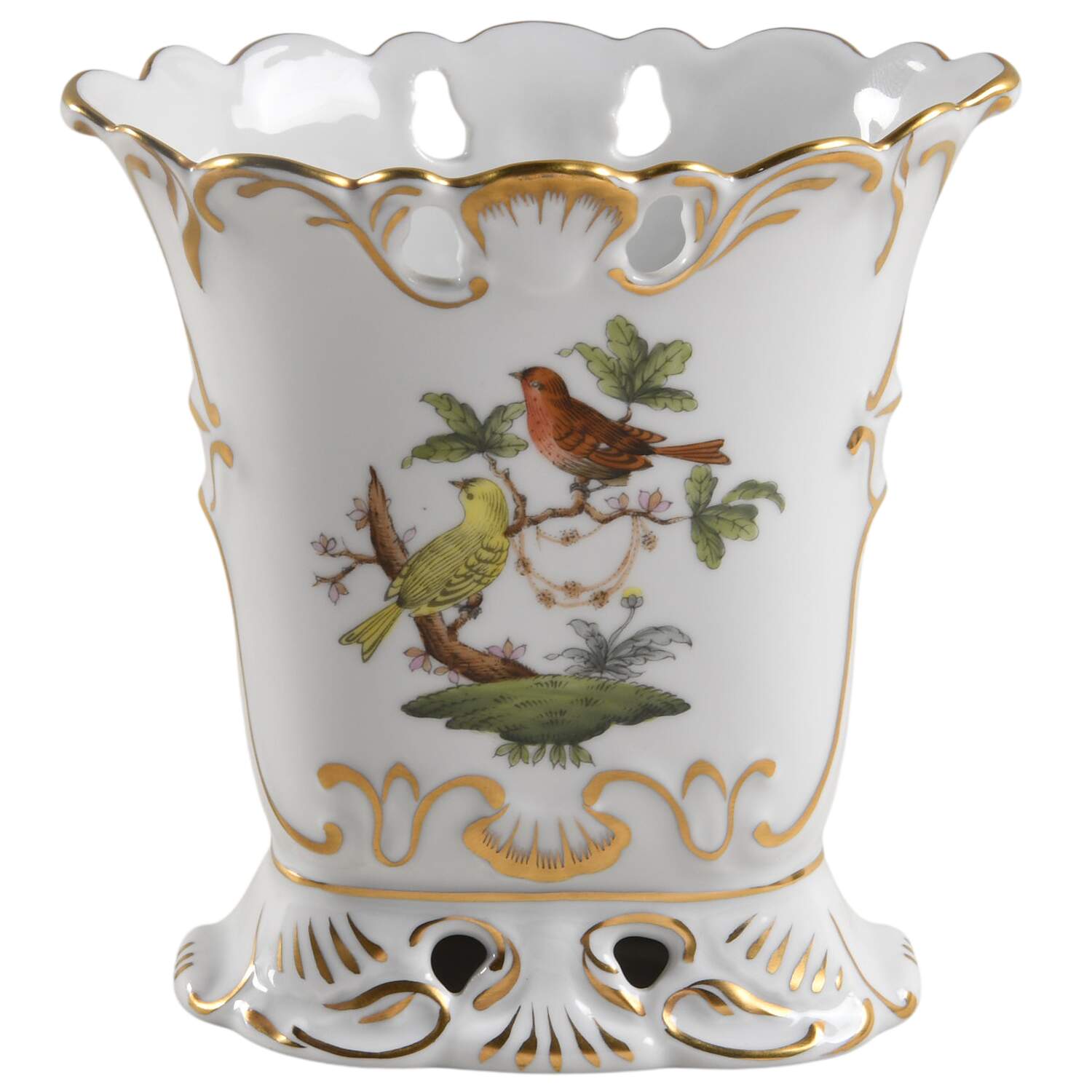 Rothschild Bird (RO) 4" Oval Vase by Herend-1
