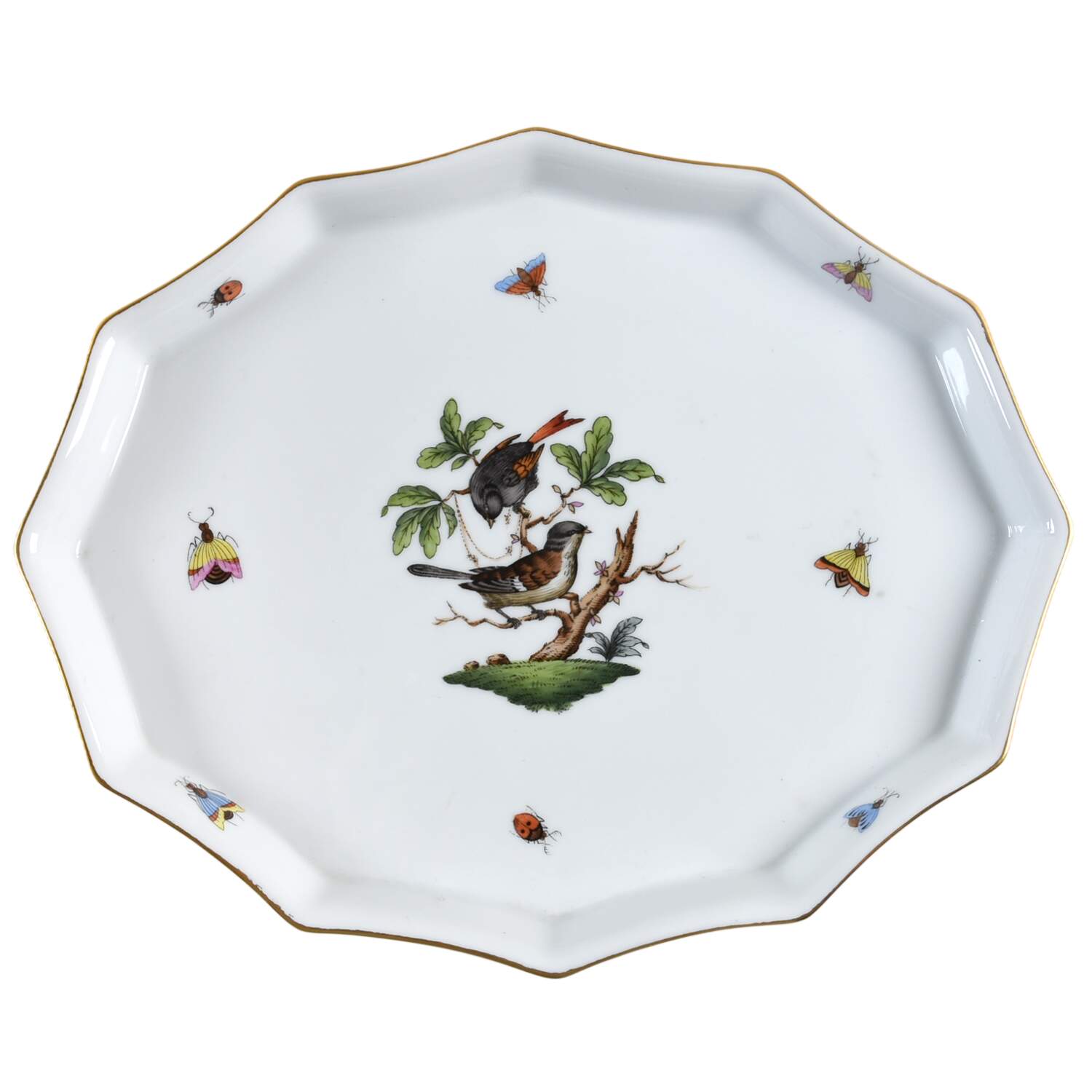 Rothschild Bird (RO) 9" Scalloped Tray by Herend-1