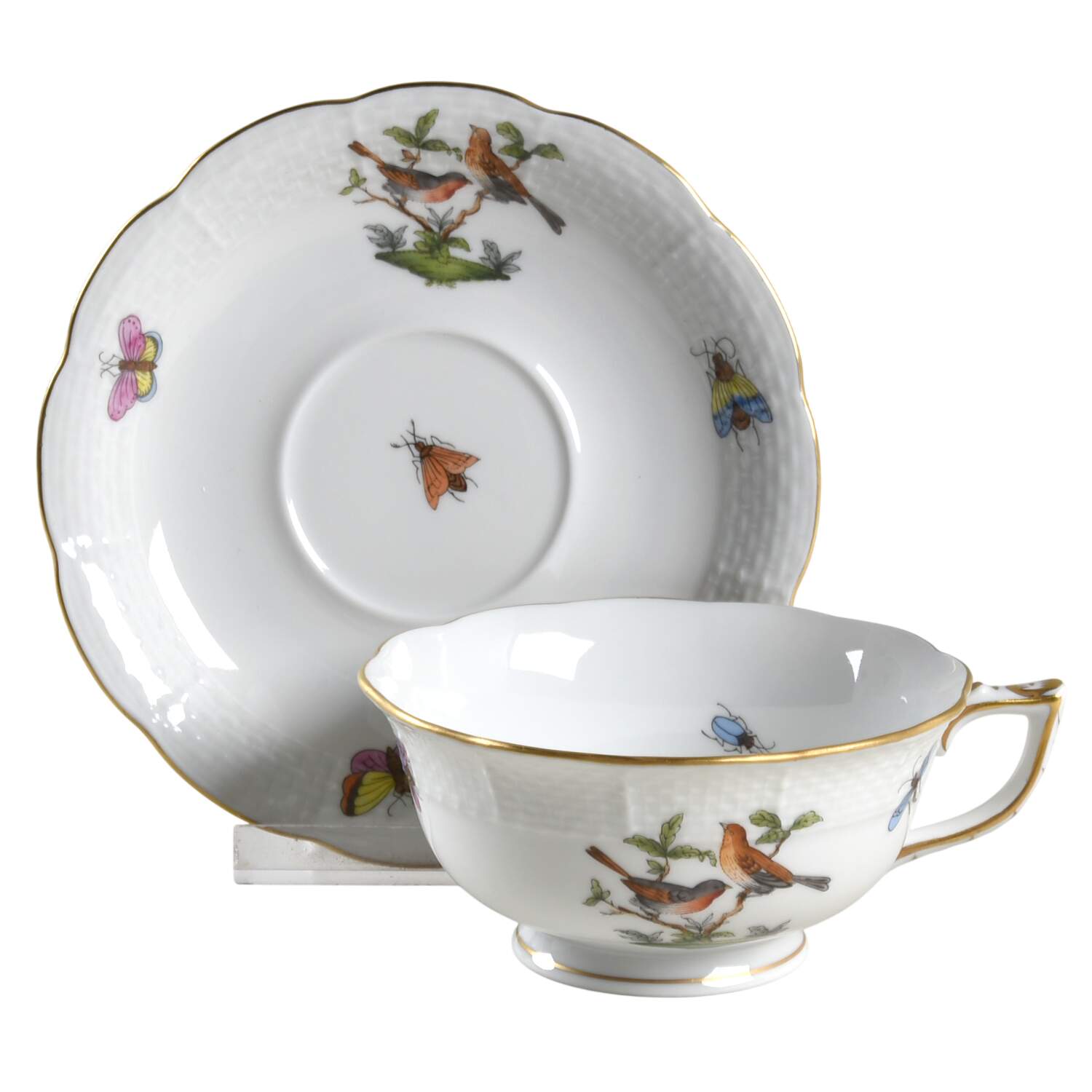 Rothschild Bird (RO) Footed Cup & Saucer Set by Herend-1