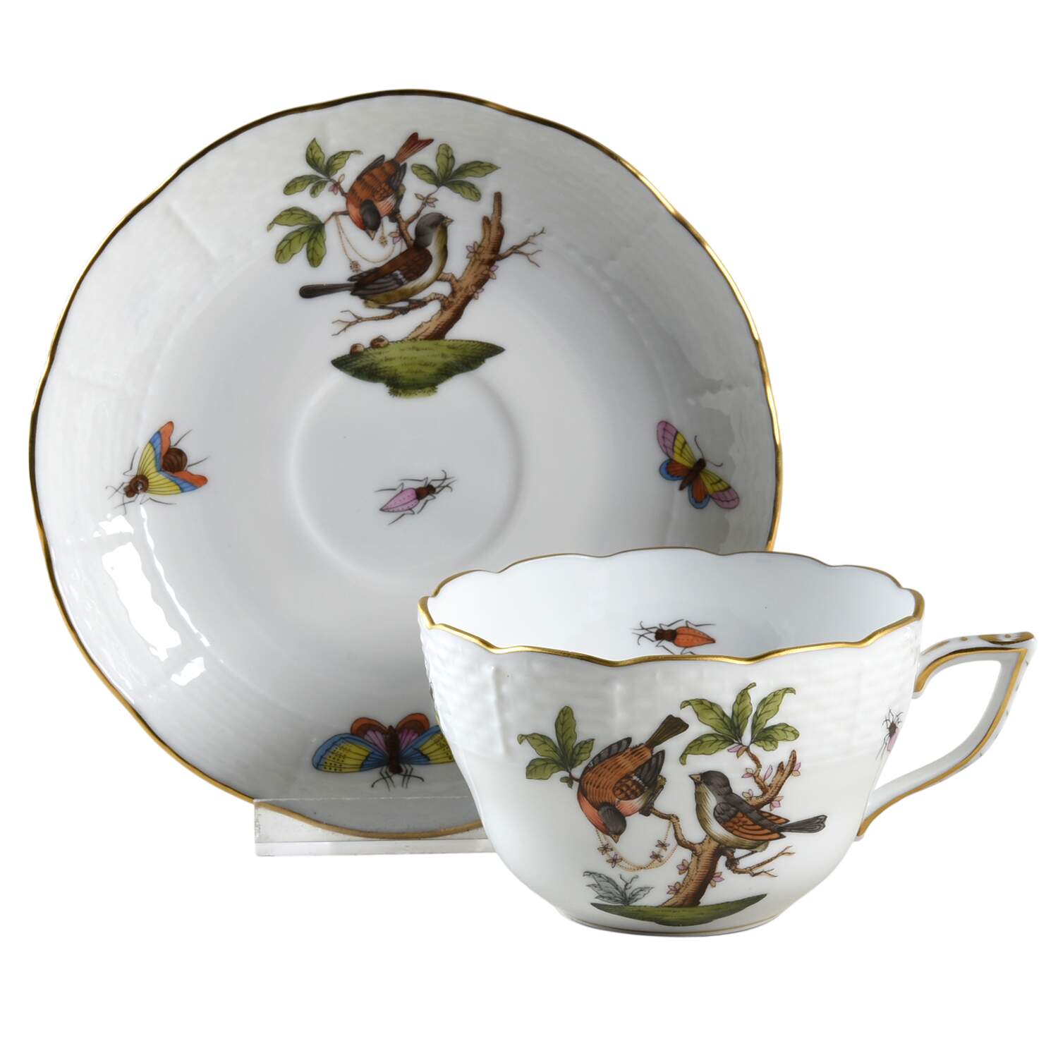 Rothschild Bird (RO) Footed Cup & Saucer Set by Herend-1